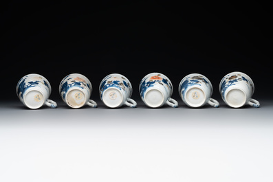 A set of six Chinese Imari-style cups and saucers from the Nanking cargo, Qianlong