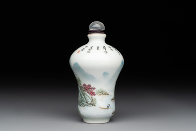 A Chinese famille rose 'landscape and poem' snuff bottle, Daoguang mark and of the period