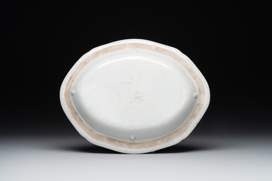 A rare Chinese Canton famille rose '100 butterflies' tureen and cover on stand, 19th C.