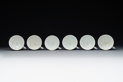 A set of six Chinese Imari-style cups and saucers from the Nanking cargo, Qianlong