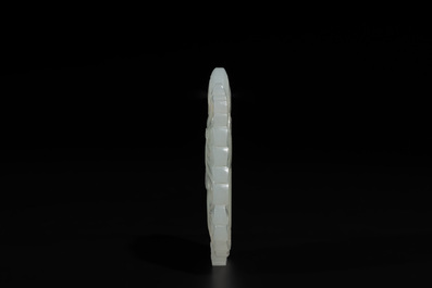 A Chinese white jade 'double phoenix' plaque, Qianlong mark and possibly of the period