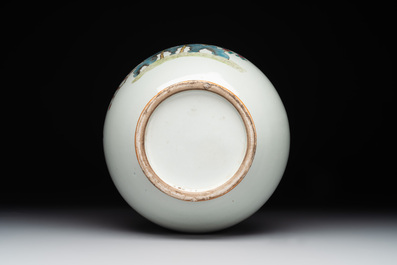 A Chinese famille rose vase with birds among blossoming branches, Republic