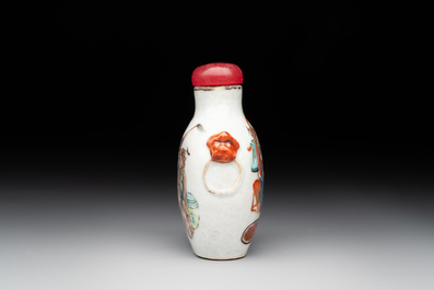 A Chinese famille rose snuff bottle with narrative design, Tongzhi mark and of the period