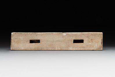 A rectangular Chinese famille verte tile with two-sided design, Kangxi