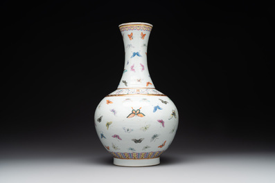 A Chinese famille rose 'butterfly' bottle vase, Guangxu mark and of the period