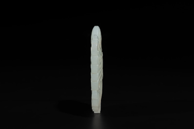A Chinese white jade 'double phoenix' plaque, Qianlong mark and possibly of the period