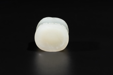 A Chinese white jade carving of a chilong reclining on bamboo, Qing