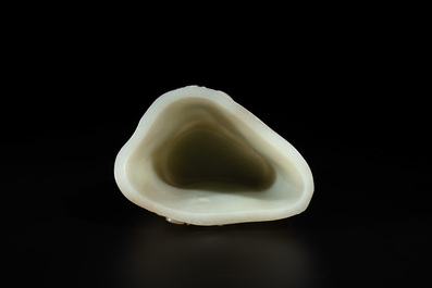 A Chinese white jade 'pine tree' brush pot, Qianlong