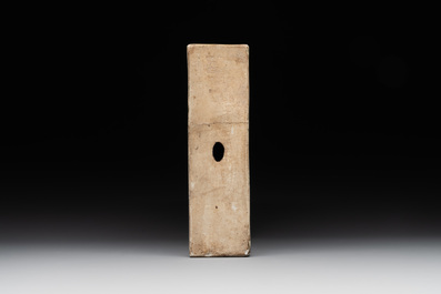 A rectangular Chinese famille verte tile with two-sided design, Kangxi