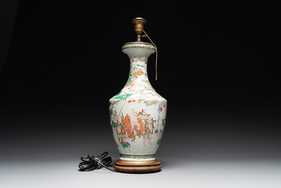 A Chinese famille verte vase, two famille rose jars and three covered jars, 19th C.