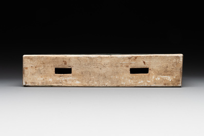A rectangular Chinese famille verte tile with two-sided design, Kangxi