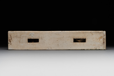 A rectangular Chinese famille verte tile with two-sided design, Kangxi