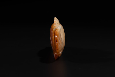 A Chinese white and russet jade mandarin fish or Chinese perch, Yuan