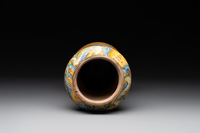 An Italian maiolica albarello with the arms of Boerio, Angelo and Ludovico Picchi workshop, Casteldurante, ca. 1562-1563