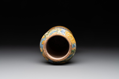 An Italian maiolica albarello with the arms of Boerio, Angelo and Ludovico Picchi workshop, Casteldurante, ca. 1562-1563