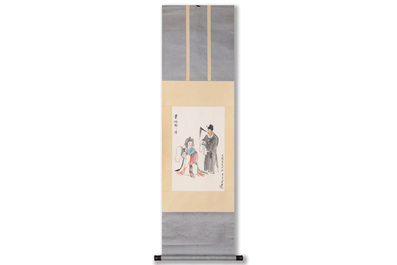 Guan Liang 關良 (1900-1986): 'The Drunken Concubine 貴妃醉酒', ink and colour on paper, dated 1984