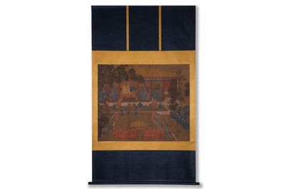 Chinese school: 'Qianlong's banquet', ink and colour on silk, Qing or later