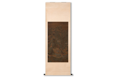 Chinese school: 'Mountainous landscape', ink and colour on silk, Ming or later