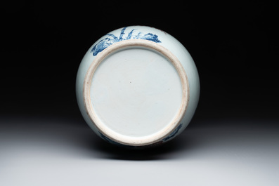 A fine Chinese blue, white and copper-red 'magpie and pine tree' vase, Yongzheng/Qianlong