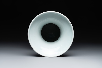A fine Chinese blue, white and copper-red 'magpie and pine tree' vase, Yongzheng/Qianlong