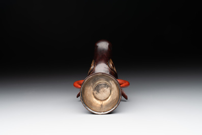 A Chinese inscribed lacquer ritual wine vessel, 'zhou si gong 周兕觥', 19/20th C.