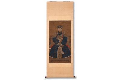 Chinese school: 'Portrait of an imperial concubine', ink and colour on silk, Qing