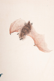 Xu Fu 徐郙 (1836-1908): 'Nine peaches and a bat', ink and colour on paper, dated 1898