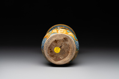 An Italian maiolica albarello with the arms of Boerio, Angelo and Ludovico Picchi workshop, Casteldurante, ca. 1562-1563