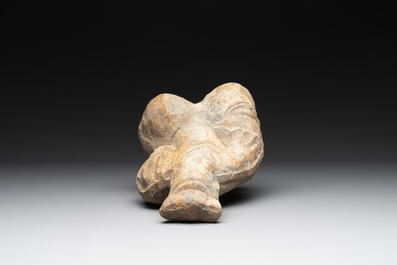 Two Chinese terracotta sculptures and a painted cocoon vase, Han