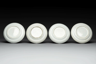 Thirteen Chinese Canton famille rose plates with narrative design, 19th C.