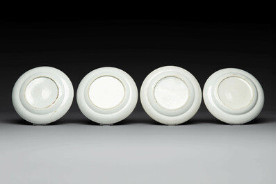Thirteen Chinese Canton famille rose plates with narrative design, 19th C.