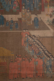 Chinese school: 'Qianlong's banquet', ink and colour on silk, Qing or later