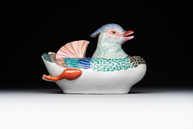 A Japanese Kakiemon model of mandarin duck, Edo, late 17th C.
