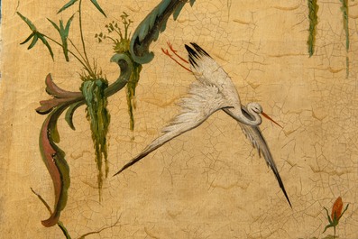 A French or Belgian three-part 'chinoiserie' folding screen, 18/19th C.