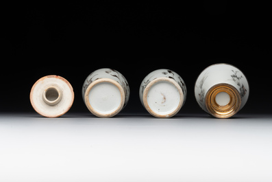 A varied collection of Chinese blue and white, grisaille and famille verte porcelain, Kangxi and later