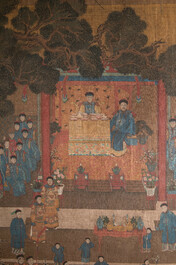 Chinese school: 'Qianlong's banquet', ink and colour on silk, Qing or later