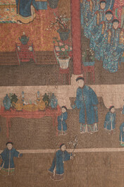 Chinese school: 'Qianlong's banquet', ink and colour on silk, Qing or later