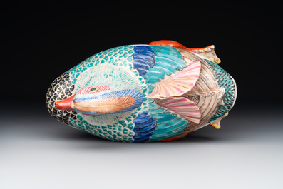 A Japanese Kakiemon model of mandarin duck, Edo, late 17th C.