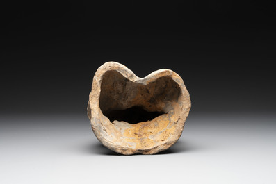 Two Chinese terracotta sculptures and a painted cocoon vase, Han