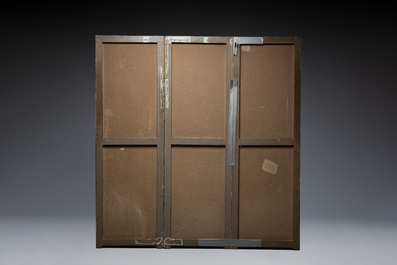 A French or Belgian three-part 'chinoiserie' folding screen, 18/19th C.