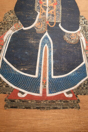 Chinese school: 'Full body portrait of a prince', ink and colour on silk, Qing