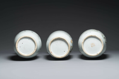 Seven Chinese famille rose vases, 19/20th C.