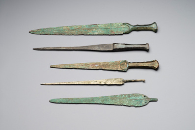 Four bronze daggers and a sword, Luristan and Syria, 1st C. B.C.