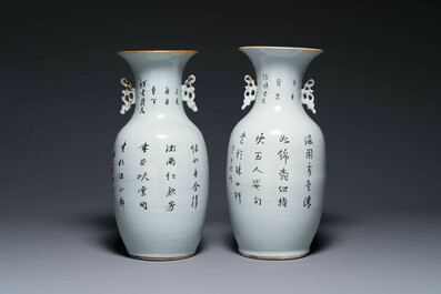 Five Chinese famille rose vases with figural design, 19/20th C.