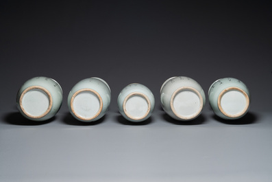 Five various Chinese famille rose vases, 19/20th C.