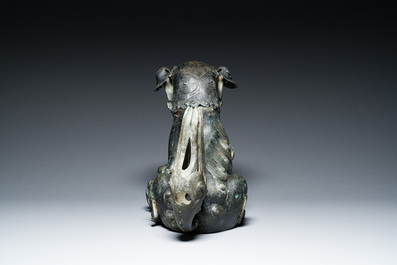 A large Chinese bronze 'Buddhist lion' censer, Ming
