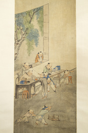 Qian Huian 錢慧安 (1833-1911): 'Playing boys', ink and colour on silk, 19/20th C.