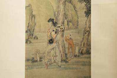 Qian Huian 錢慧安 (1833-1911): 'Playing boys', ink and colour on silk, 19/20th C.
