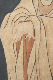 Chinese school: 'Guanyin', ink and colour on silk, Qing