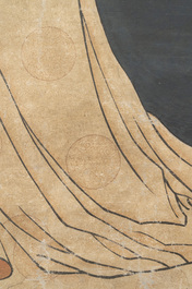 Chinese school: 'Guanyin', ink and colour on silk, Qing